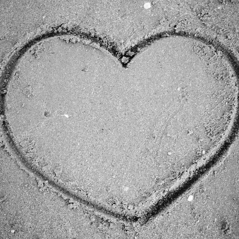 A Heart on the Sand in the Beach Black and White Color Tone Styl Stock ...