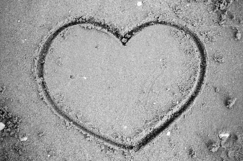 A Heart on the Sand in the Beach Black and White Color Tone Styl Stock ...