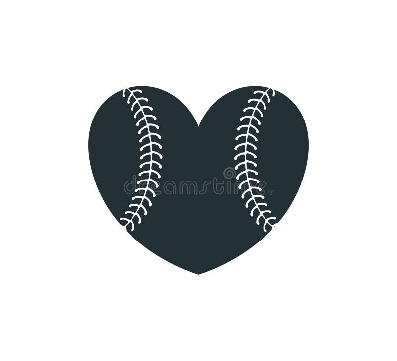 Heart Shape Ball Baseball Softball Stuff Vector Logo Graphic Design
