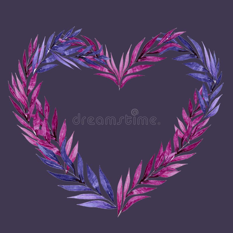 purple heart-shaped wreath frame - Stock Illustration [93035655] - PIXTA