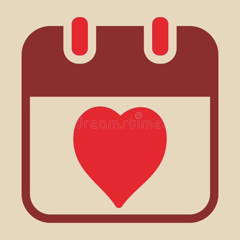 Heart Shape on Calendar. Vector Illustration Decorative Design Stock