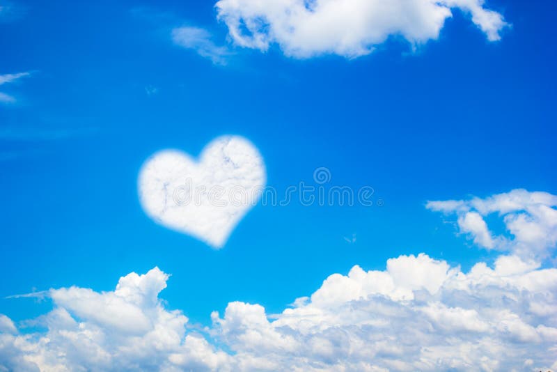 Heart Shape Clouds on Blue Sky Background with Copy Space. Stock Image -  Image of meteorology, heaven: 106954747