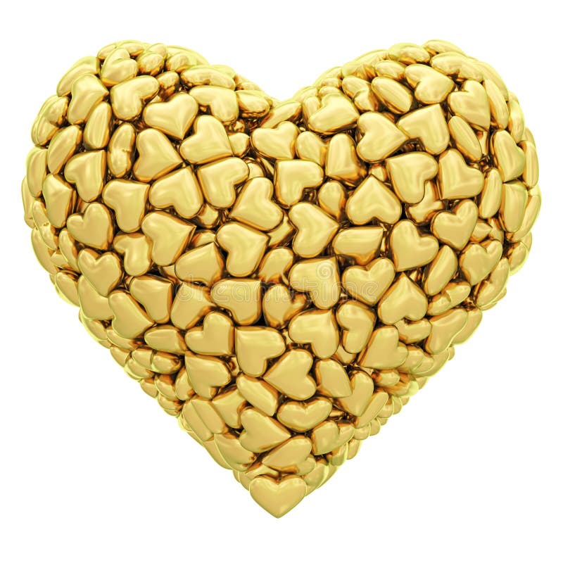 Heart Shape Composed of Many Golden Stock Image - Image of greeting ...