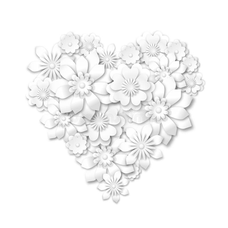 Heart shape composed from white flowers royalty free illustration