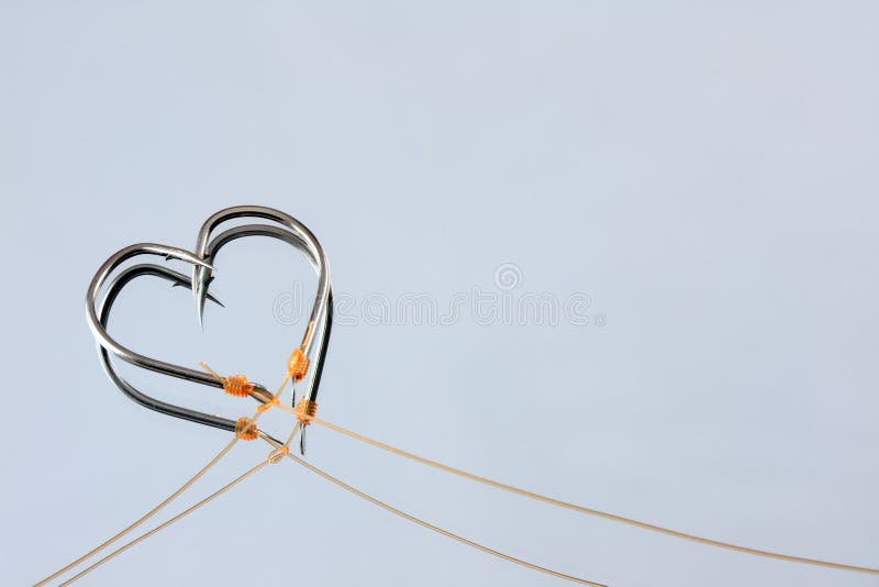 Heart Shape Made of Two Fish Hooks Stock Photo Image of hobby, heart