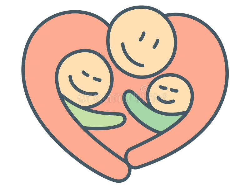 Heart shape hug of best father and children as fatherhood relationship