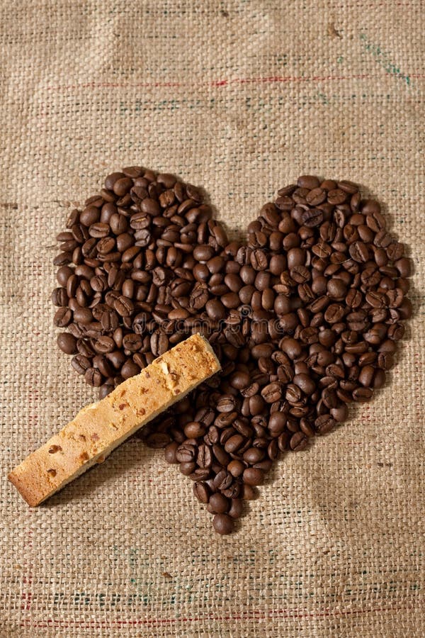 Heart shape made from coffee beans