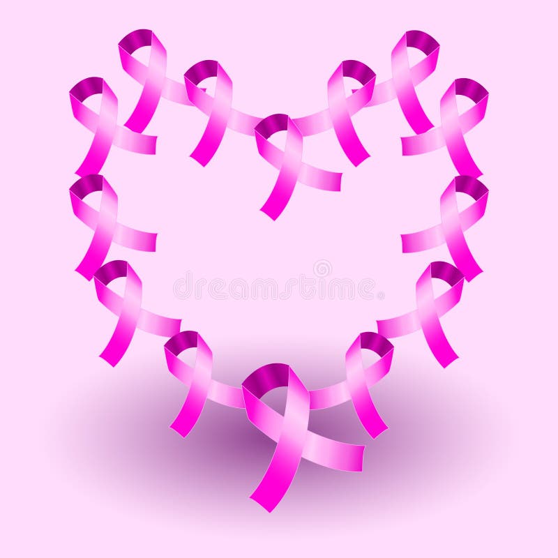 Download Heart Shape Made By Pink Awareness Ribbons Stock Vector ...