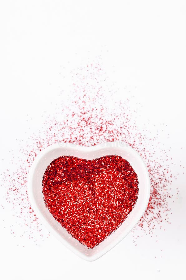 Heart Shape Made of Red Glitter Stock Photo - Image of view, white ...
