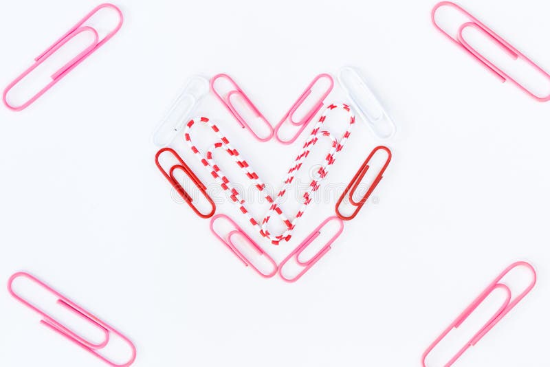 Heart Shape by Paper Clips on White Background Stock Photo Image of