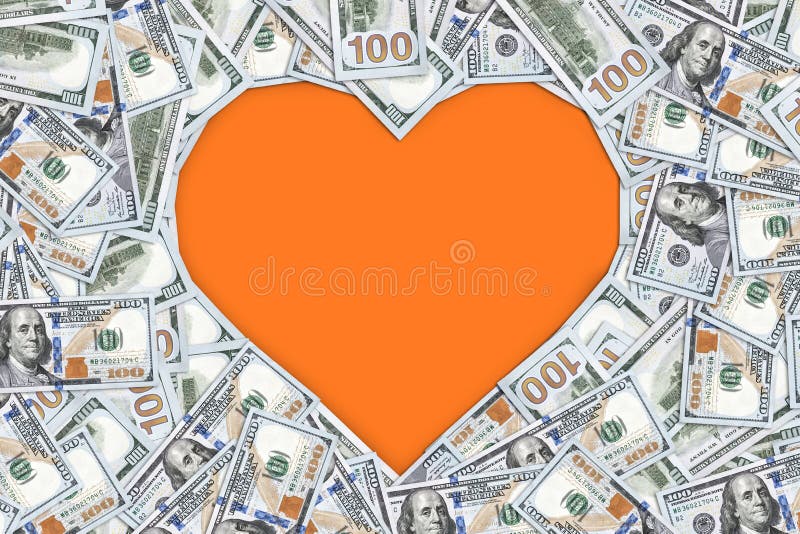 Heart shape sign with 100 dollar banknotes. Valentine concept background royalty free stock images Heart shape sign with 100 dollar banknotes. Valentine concept background royalty free stock images