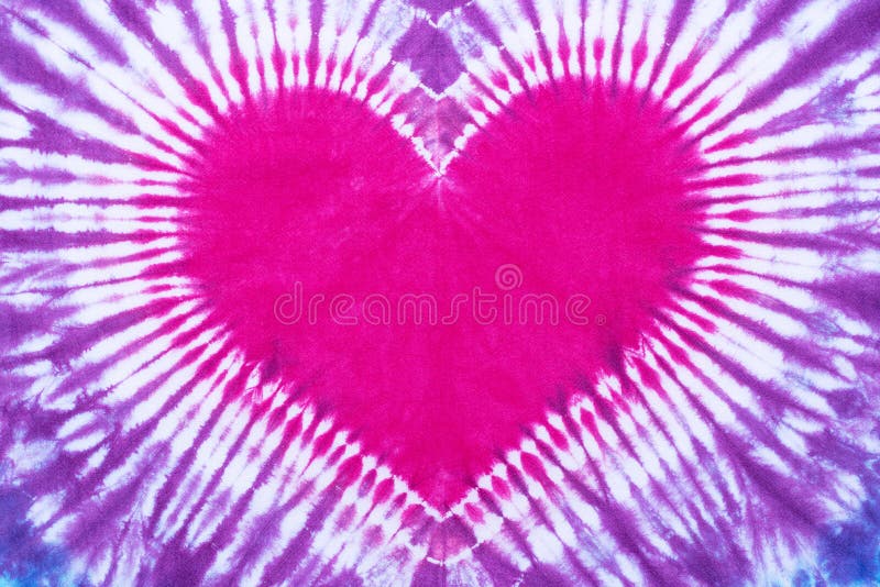 Heart shape tie dye pattern hand dyed abstract background.