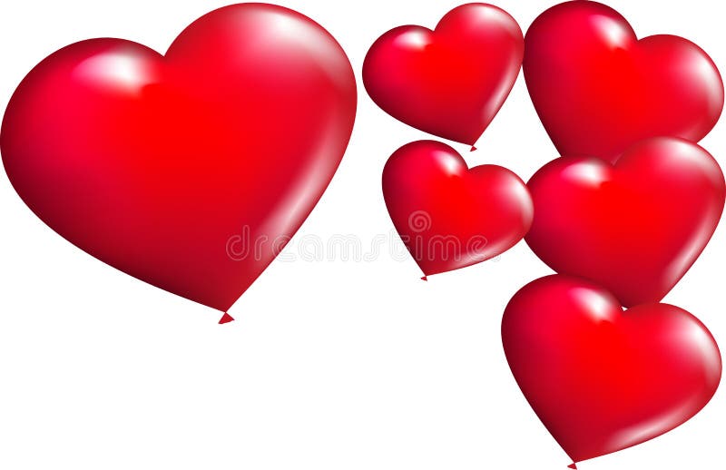 Heart-shaped balloons in vector