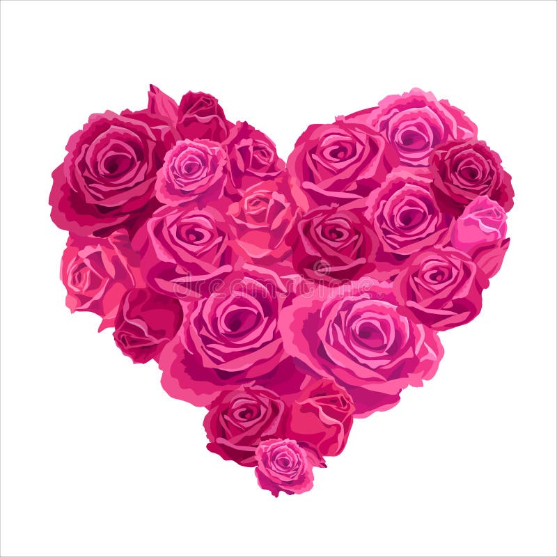 Heart-shaped Bouquet with Roses. Vector Illustration, Cards with ...