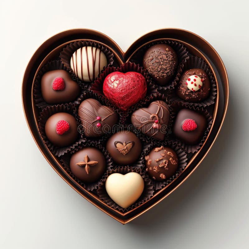 A Heart Shaped Box of Assorted Chocolates, St. Valentine S Day Symbol ...