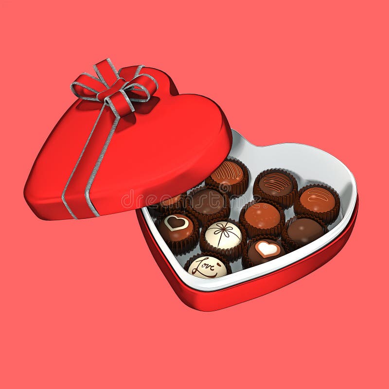 Heart Shaped Box of Chocolates Graphic Style stock illustration Heart Shaped Box of Chocolates Graphic Style stock illustration