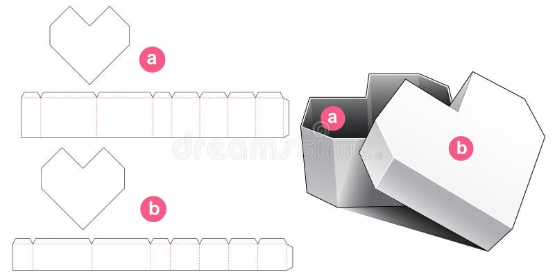 heart shaped box with lid die cut template stock vector illustration of layout card 177015857