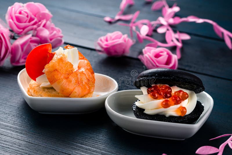 Appetizers Canapes in a Heart Plate Stock Photo Image of restaurant