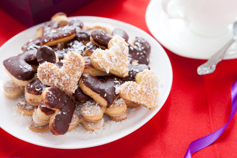 Heart shaped chokolate cookies for valentines day