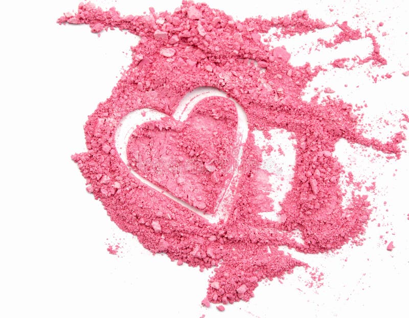 Heart shaped crushed eyeshadows isolated on white background.