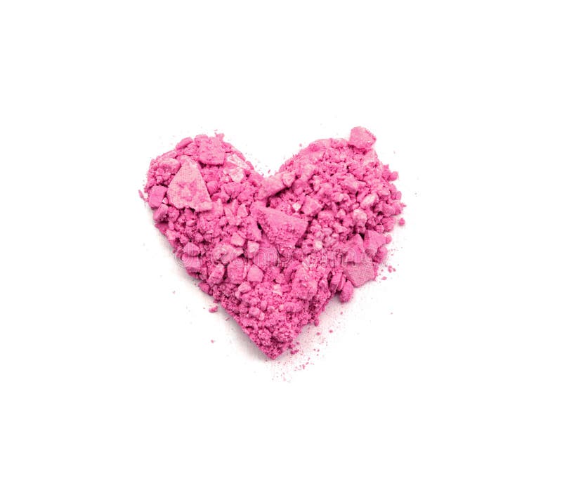 Heart shaped crushed eyeshadows isolated on white background.