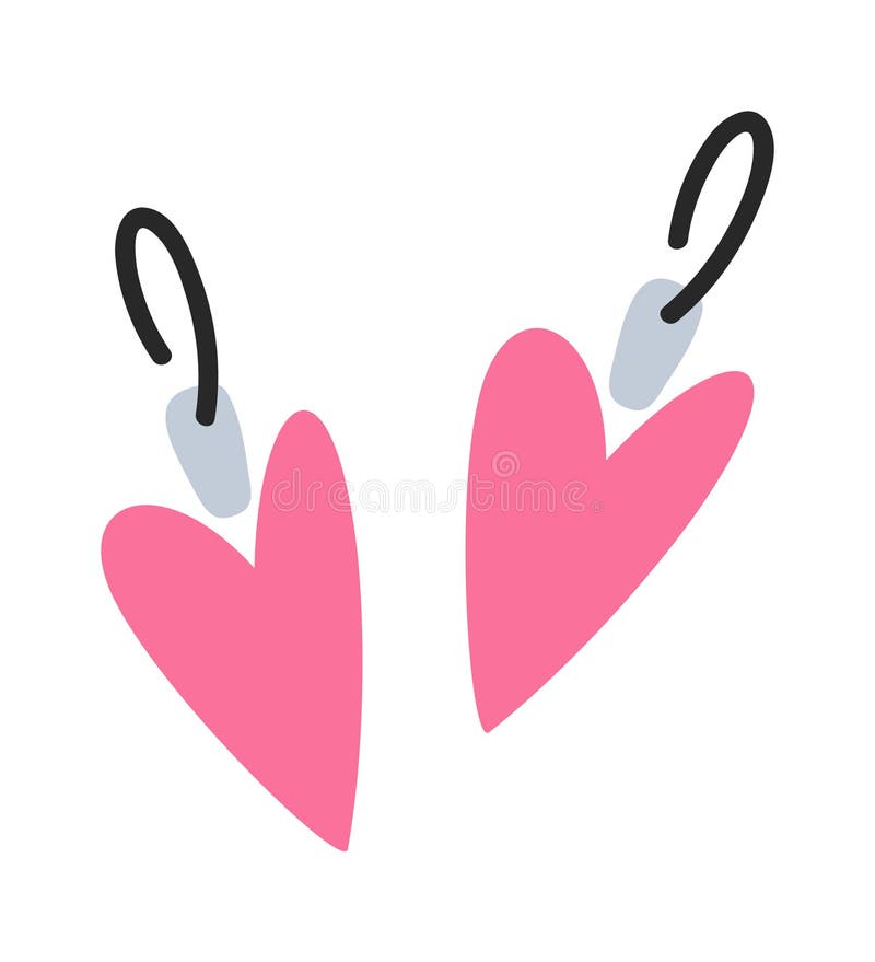 Heart shaped earrings romantic gift stock illustration