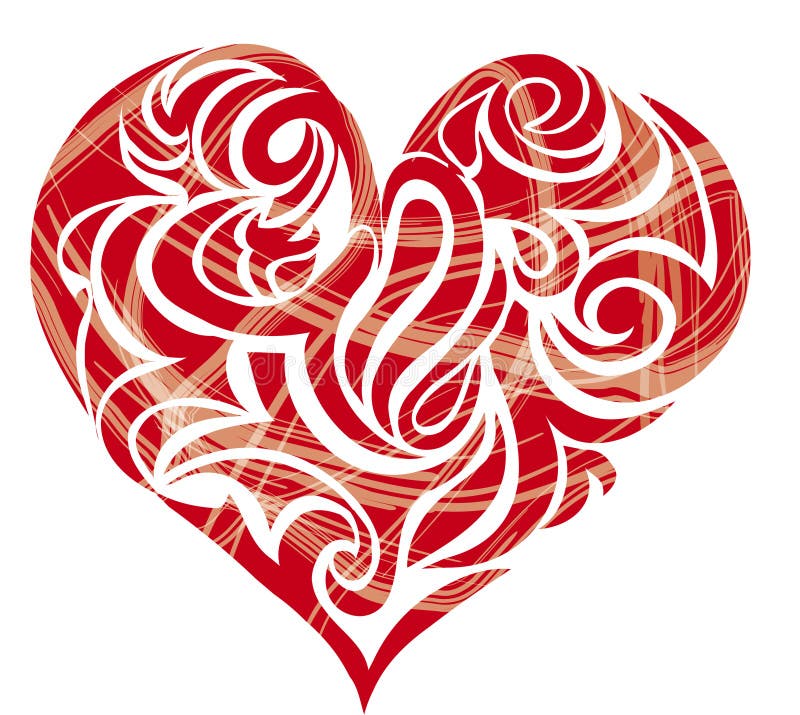 Tribal swirls shaped to heart. Shaped gift vectors