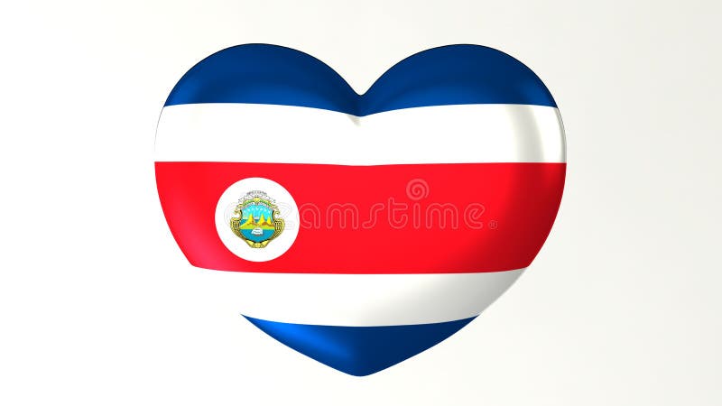 Heart-shaped flag 3D Illustration I love Costa Rica royalty free illustration Heart-shaped flag 3D Illustration I love Costa Rica royalty free illustration