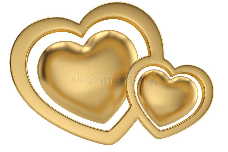 Heart shaped frame and hearts isolated on white background 3D illustration