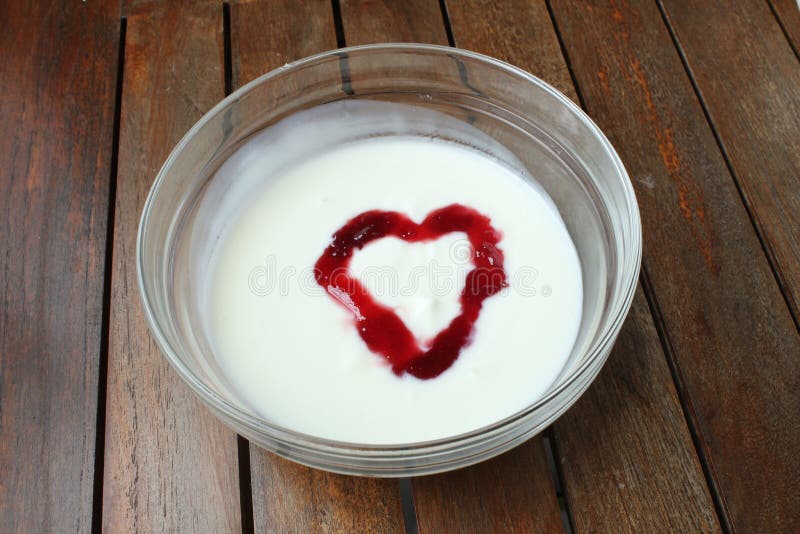 Heart shaped fruit yogurt stock photo. Image of dessert 24985240