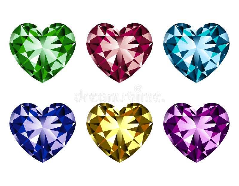 Heart Shaped Gems Set Stock Illustrations 97 Heart Shaped Gems Set