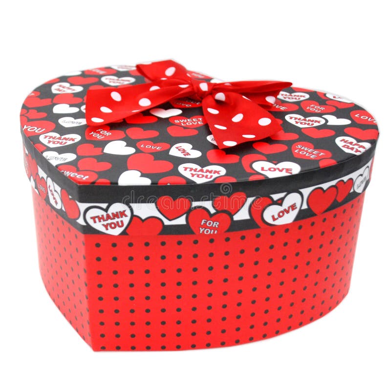 Heart Shaped Gift Box with the Bow Tie Stock Image - Image of