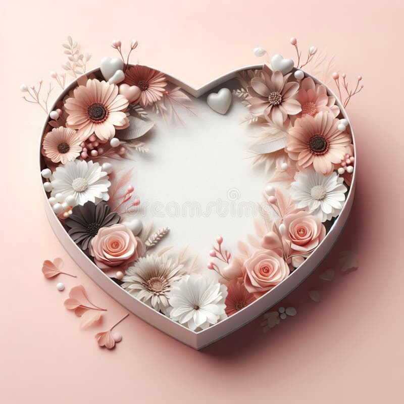 Heart shaped gift box with flowers royalty free illustration