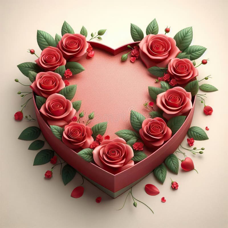 Heart shaped gift box with flowers royalty free illustration