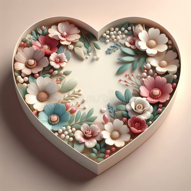 Heart shaped gift box with flowers royalty free illustration