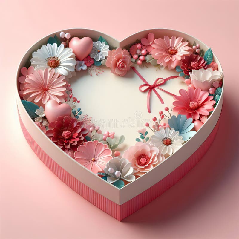 Heart shaped gift box with flowers vector illustration