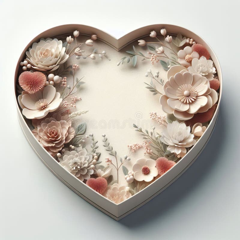 Heart shaped gift box with flowers royalty free illustration