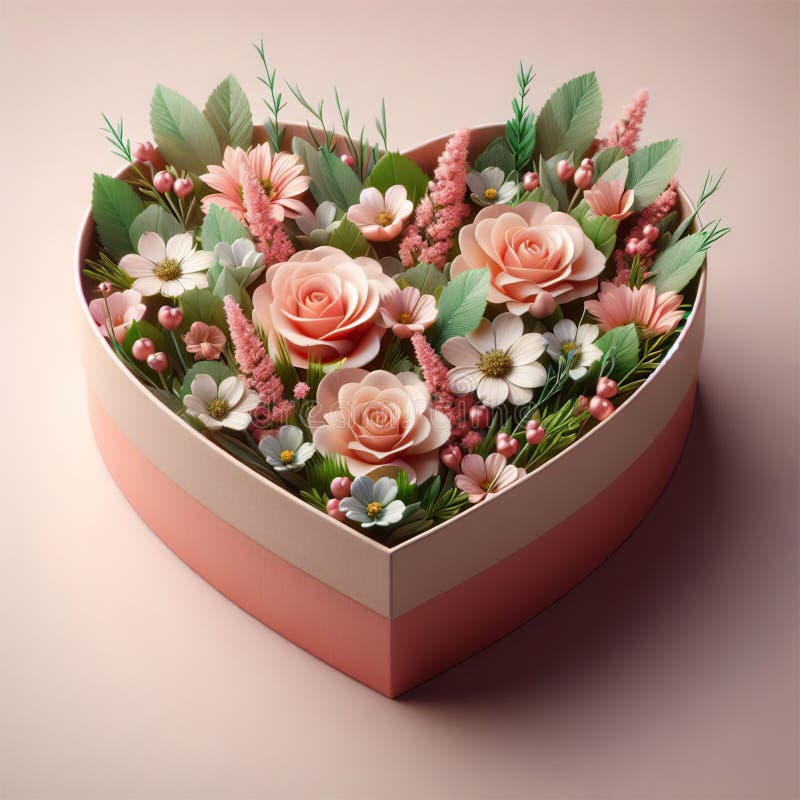 Heart shaped gift box stock illustration