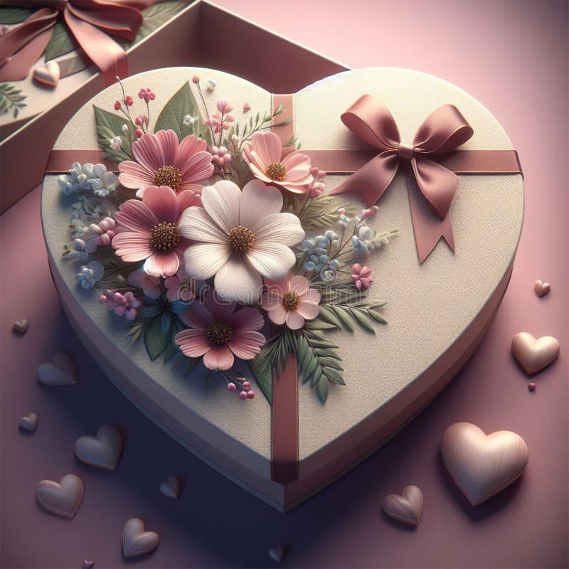 Heart shaped gift box stock illustration