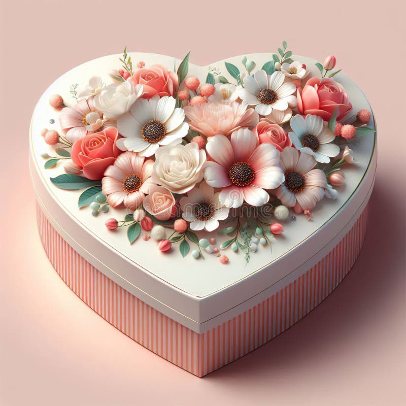 Heart shaped gift box stock illustration