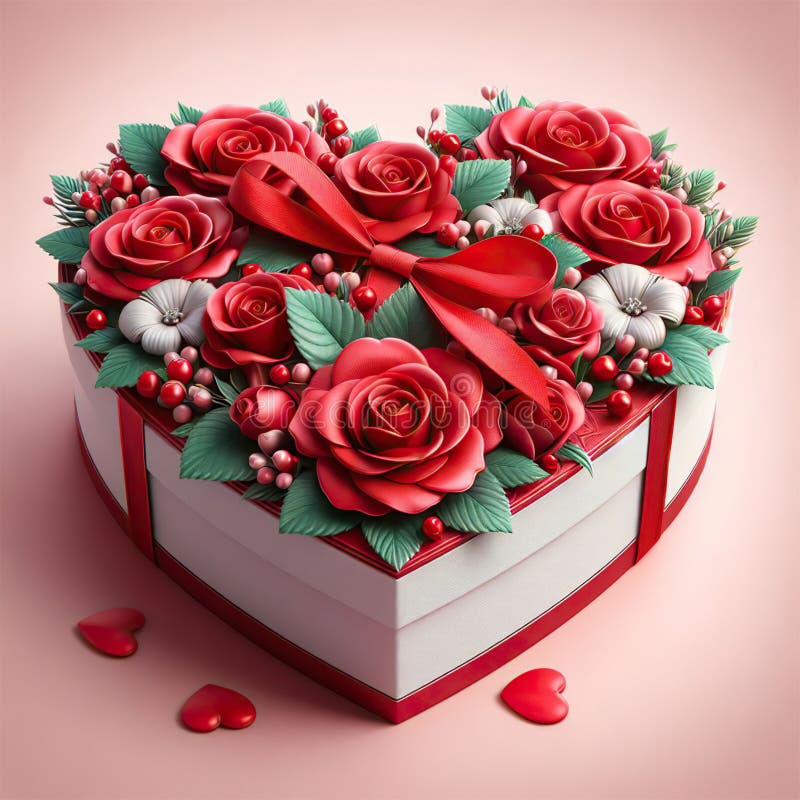 Heart shaped gift box stock illustration