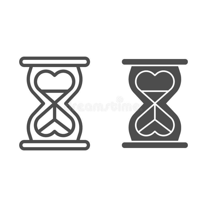 Heart shaped hour glass line and glyph icon. Infinity love vector illustration isolated on white. Love sandglass outline royalty free illustration Heart shaped hour glass line and glyph icon. Infinity love vector illustration isolated on white. Love sandglass outline royalty free illustration
