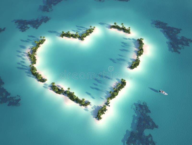 Heart shaped island royalty free illustration