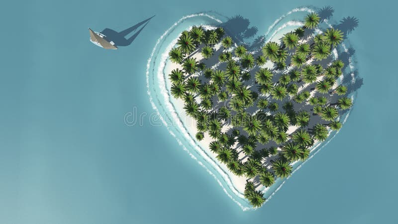 Heart-shaped island view from above royalty free illustration Heart-shaped island view from above royalty free illustration