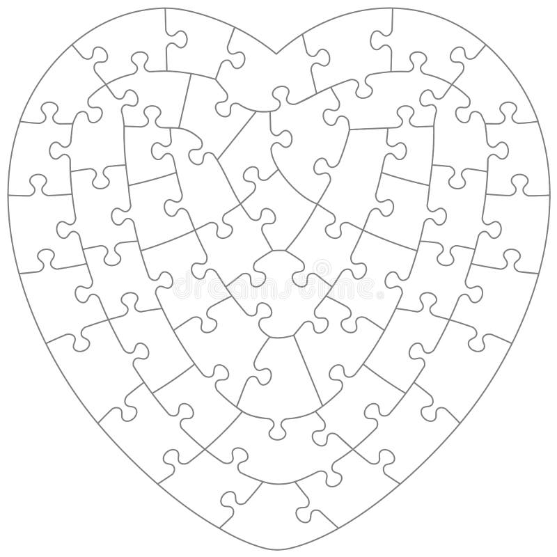 Heart shaped jigsaw puzzle template