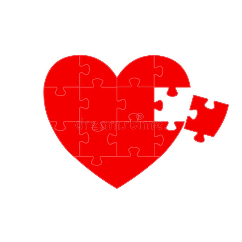 Heart Shaped Jigsaw Red Vector Stock Vector - Illustration of design ...