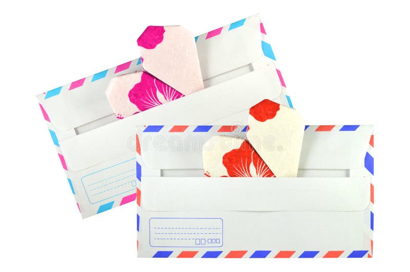 Heart shaped origami and envelope royalty free stock photography Heart shaped origami and envelope royalty free stock photography