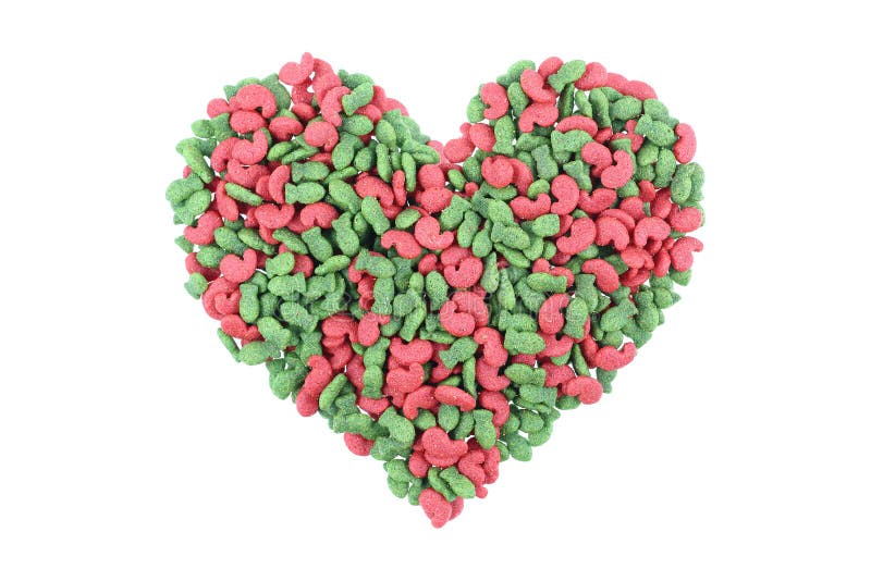 Heart Shaped Pets Food Isolated on White Stock Photo Image of heap