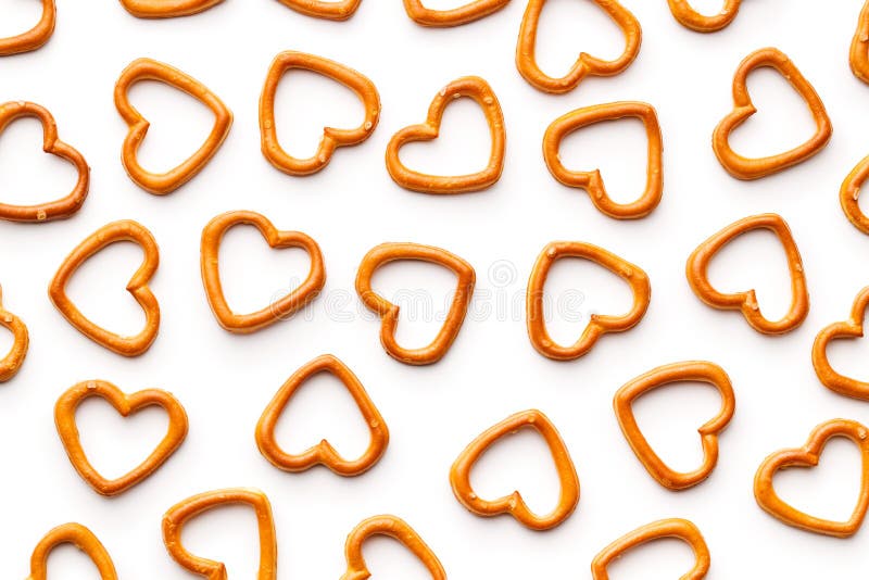 Heart shaped pretzel. stock photo. Image of food, background 128227496