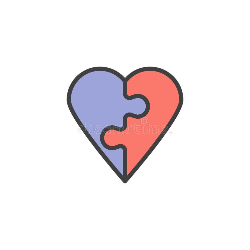 Heart Puzzle Piece Outline Stock Illustrations – 388 Heart Puzzle Piece